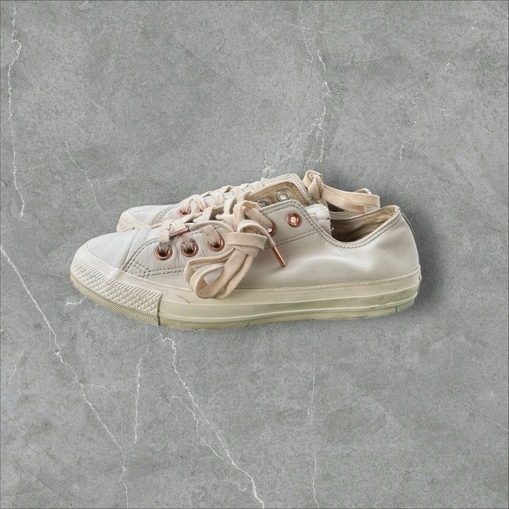 Converse All Star Ox Lo Ladies Leather Trainers Ivory White US Size 8/39 553243C